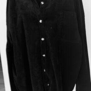 Black Corduroy Plus Button-Up Shirt